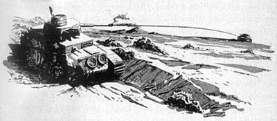 [The crew bailed out immediately, and we thought the tank was out of action. However, the gunner remained in the vehicle. After we had stopped watching this particular tank, the gunner fired two rounds at us.]