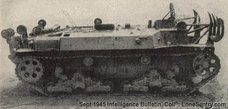 [Side view of the flame-thrower tank which mounts five flame guns.]