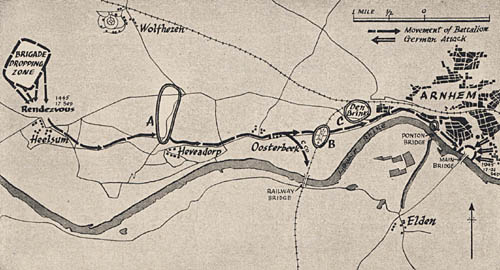 [Operations by a British parachute battalion to secure the Arnhem bridges.]